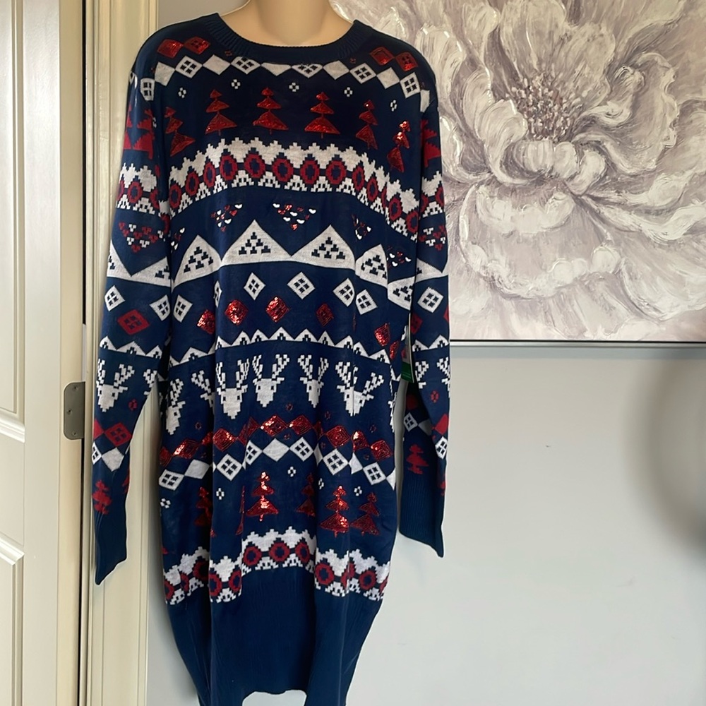 Modcloth / Tipsy Elves Reindeer Sequin Sweater Dress Sz XL